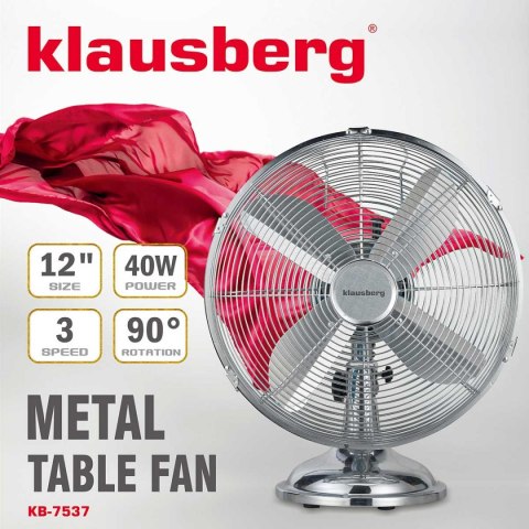 WENTYLATOR BIURKOWY 30CM 40W METALOWY KLAUSBERG KB-7537 WENTYLATOR BIURKOWY 30CM 40W METALOWY KLAUSBERG KB-7537