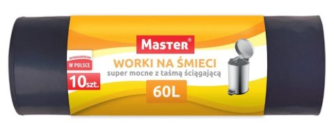 Worki na śmieci z taśmą 60. 10szt. LDPE MASTER S127 Worki na śmieci z taśmą 60. 10szt. LDPE MASTER S127