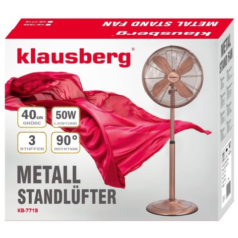 WENTYLATOR STOJĄCY PODŁOGOWY 40CM 50W METALOWY KLAUSBERG KB-7719 ROSEGOLD WENTYLATOR STOJĄCY PODŁOGOWY 40CM 50W METALOWY KLAUSBERG KB-7719 ROSEGOLD