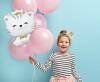 Balon foliowy, Biały Kotek, 52cm VivaParty