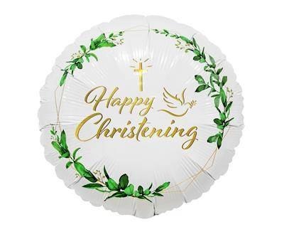 Balon foliowy Happy Christening (krzyż i gołąbek) 46cm Godan Balon foliowy Happy Christening (krzyż i gołąbek) 46cm Godan