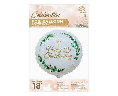 Balon foliowy Happy Christening (krzyż i gołąbek) 46cm Godan Balon foliowy Happy Christening (krzyż i gołąbek) 46cm Godan