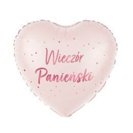 Balon foliowy Serce, Jasnoróżowy, Wieczór Panieński, 45 cm PartyPal