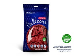 Balony lateksowe Strong, Czerwone, Pastel Poppy Red, 23cm, 100 szt. Partydeco