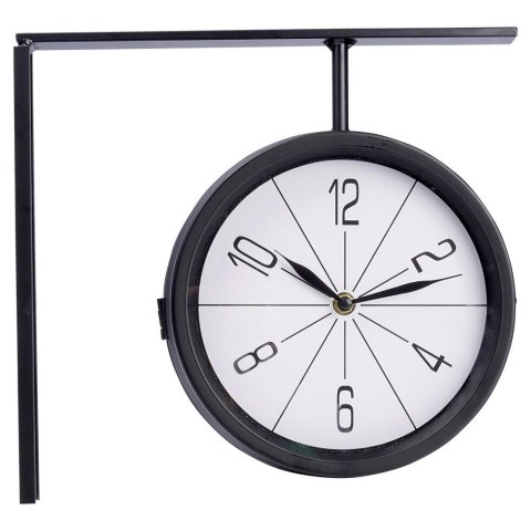 Zegar ścienny metalowy czarny dwustronny 30,5x9,5x28 cm Zegar ścienny metalowy czarny dwustronny 30,5x9,5x28 cm
