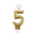 Świeczka 24szt. cyfra złota ,,5''