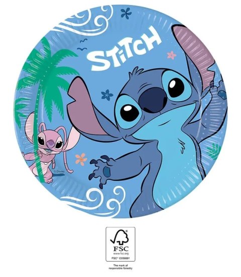 Papierowe talerzyki Stitch, 23cm, 8szt Procos