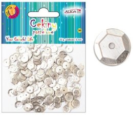 Cekiny 12szt pastelowe SREBRNE 8mm 10g | WMT-114