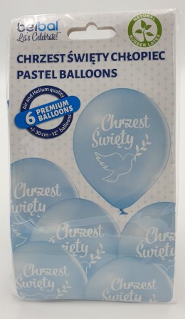 Balony 30 cm Chrzest Św. niebieskie 6szt.