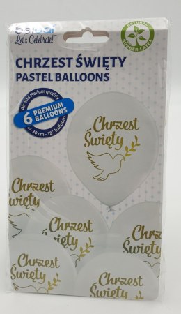 Balony 30cm Chrzest Św. białe 6szt.