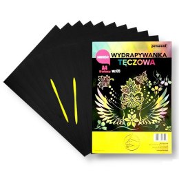 Wydrapywanka tęczowa A4 a'10 multicolor + 2 rylce | WZ-05