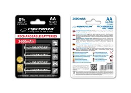 Bateria akumulatorowa 4szt. ESPERANZA HR6 2600mAh | EZA106