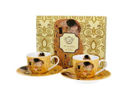 Filiżanki espresso ze spodkami 110ml komplet 2szt. THE KISS ECRU by Gustav Klimt