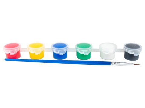 Farby akrylowe z pędzelkiem mix kolorów 6x3ml | FTM-9525 Farby akrylowe z pędzelkiem mix kolorów 6x3ml | FTM-9525