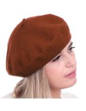 Beret damski w stylu francuskim brązowy