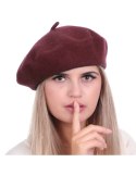 Beret damski w stylu francuskim ciemny bordo