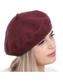 Beret damski w stylu francuskim ciemny bordo