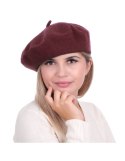 Beret damski w stylu francuskim ciemny bordo