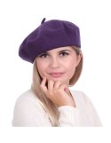 Beret damski w stylu francuskim ciemny fiolet