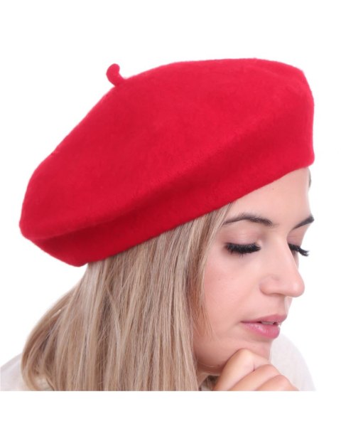 Beret damski w stylu francuskim czerwony Beret damski w stylu francuskim czerwony
