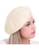 Beret damski w stylu francuskim ecru