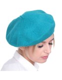 Beret damski w stylu francuskim turkusowy