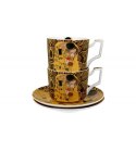 2 filiżanki luxury ze spodkami THE KISS BROWN G Klimt