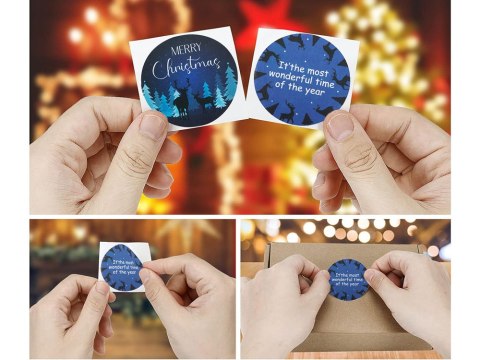 Naklejki ozdobne świąteczne kolorowe na rolce 500 sztuk merry christmas Naklejki ozdobne świąteczne kolorowe na rolce 500 sztuk merry christmas