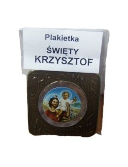 Plakietka metalowa Św. Krzysztof - Chroń Mnie - 10 szt