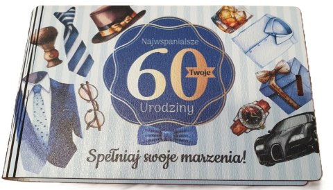 Pudełko na pieniądze 16 x 9,5cm banknotówka na 60 urodziny PAN GADŻET 3302-PNG60 Pudełko na pieniądze 16 x 9,5cm banknotówka na 60 urodziny PAN GADŻET 3302-PNG60