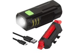 Lampka rowerowa led zestaw tył przód usb na rower 08355