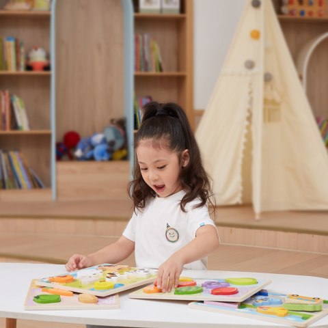VIGA Drewniane Puzzle Układanka Montessori 2w1 Figurki Pojazdy VIGA Drewniane Puzzle Układanka Montessori 2w1 Figurki Pojazdy
