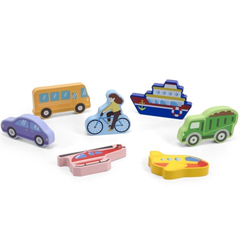VIGA Drewniane Puzzle Układanka Montessori 2w1 Figurki Pojazdy VIGA Drewniane Puzzle Układanka Montessori 2w1 Figurki Pojazdy
