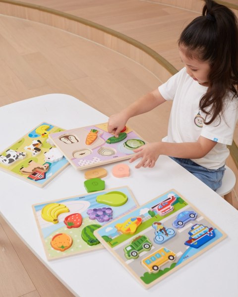 VIGA Drewniane Puzzle Układanka Montessori 2w1 Figurki Warzywa VIGA Drewniane Puzzle Układanka Montessori 2w1 Figurki Warzywa
