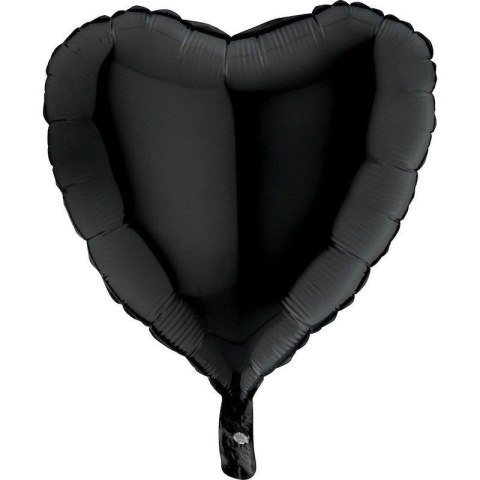 Balon Foliowy - Czarne Serce 46 cm, Grabo, pakowane Grabo