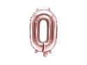 Balon foliowy Cyfra '0', 35cm, różowe złoto Partydeco