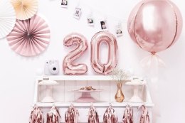Balon foliowy Cyfra '0', 35cm, różowe złoto Partydeco