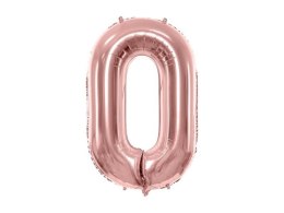 Balon foliowy Cyfra '0', 86cm, różowe złoto Partydeco