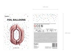 Balon foliowy Cyfra '0', 86cm, różowe złoto Partydeco
