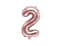 Balon foliowy Cyfra '2', 35cm, różowe złoto Partydeco