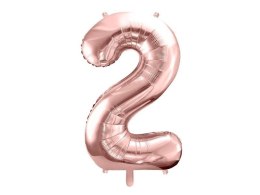Balon foliowy Cyfra '2', 86cm, różowe złoto Partydeco