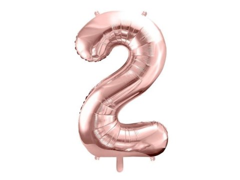 Balon foliowy Cyfra '2', 86cm, różowe złoto Partydeco Balon foliowy Cyfra '2', 86cm, różowe złoto Partydeco