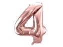 Balon foliowy Cyfra '4', 86cm, różowe złoto Partydeco