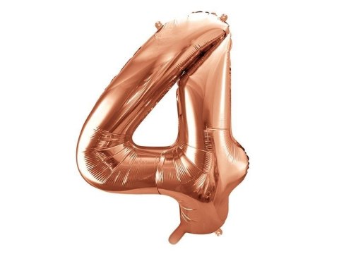 Balon foliowy Cyfra '4', 86cm, różowe złoto Partydeco Balon foliowy Cyfra '4', 86cm, różowe złoto Partydeco