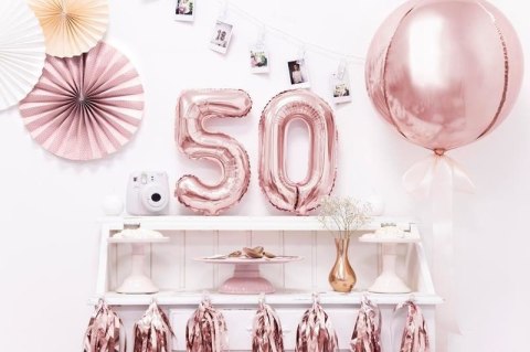 Balon foliowy Cyfra '5', 35cm, różowe złoto Partydeco Balon foliowy Cyfra '5', 35cm, różowe złoto Partydeco