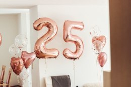Balon foliowy Cyfra '5', 86cm, różowe złoto Partydeco