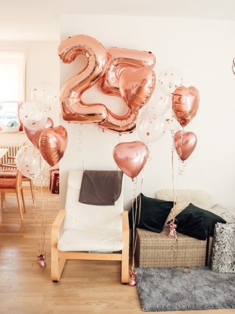 Balon foliowy Cyfra '5', 86cm, różowe złoto Partydeco Balon foliowy Cyfra '5', 86cm, różowe złoto Partydeco