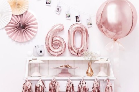 Balon foliowy Cyfra '6', 35cm, różowe złoto Partydeco Balon foliowy Cyfra '6', 35cm, różowe złoto Partydeco