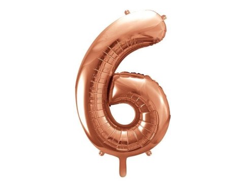 Balon foliowy Cyfra '6', 86cm, różowe złoto Partydeco Balon foliowy Cyfra '6', 86cm, różowe złoto Partydeco
