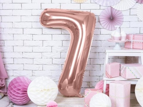Balon foliowy Cyfra '7', 86cm, różowe złoto Partydeco Balon foliowy Cyfra '7', 86cm, różowe złoto Partydeco